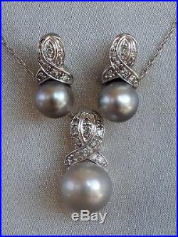 grey pearl necklace and earrings