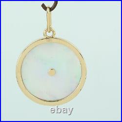 0.24ct Natural Diamond Sapphire Evil Eye Set in Mother of Pearl 18k Yellow Gold