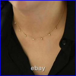 0.28 Ct Bezel Set Natural Diamond Drop Dangle Necklace Yellow Gold Plated Silver