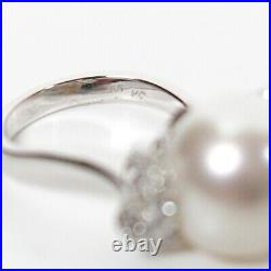 0.36 tcw Diamond Pearl Ring 7 grams 18K White Gold Multi Pendant Setting US 6.5