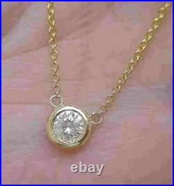 1.20Ct Round Cut Bezel Set Diamond Women's Pendant Necklace 14K Yellow Gold Over