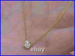 1.20Ct Round Cut Bezel Set Diamond Women's Pendant Necklace 14K Yellow Gold Over