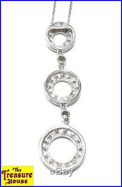 1.25 CT TW 14K White Gold Genuine Diamond Drop Circle Earrings & Necklace Set EX