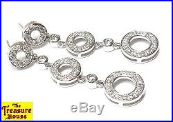 1.25 CT TW 14K White Gold Genuine Diamond Drop Circle Earrings & Necklace Set EX