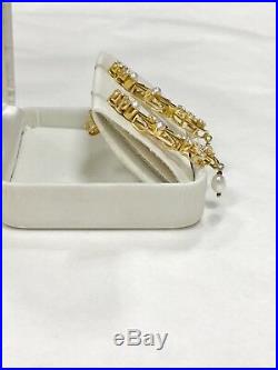 1.40 ctw Genuine VS Diamonds Pearls Dangling Earrings Ring Set 14k Yellow Gold