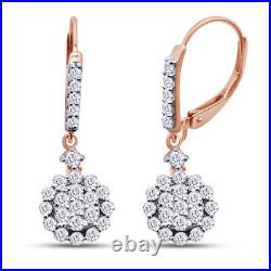 1 cttw Natural Diamond Prong Setting Drop Dangle Earrings In 925 Sterling Silver