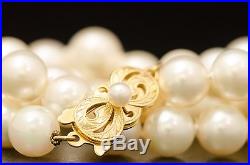 100% Authentic Mikimoto 18K Yellow Gold & Cultured Pearl Necklace & Earring Set