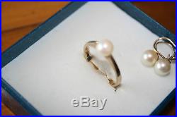 100% Vintage Set 9ct solid gold ring and earring wt natural pearl. GEORGEOUS