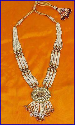 108 Bollywood Indian Designer Ethnic Gold Tone Fashion Pearl Kundan Jewelry Set
