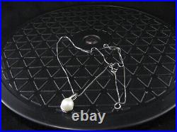 10K 417 White Gold Necklace w 7mm Pearl & Diamond Pendant set in 10K White Gold