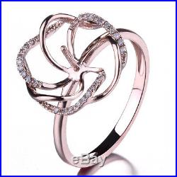 10K Rose Gold 8-11mm Pearl Round Cut Semi-Mount Engagement Diamond Ring Setting