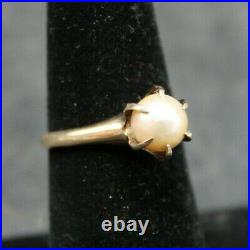 10K SOLID GOLD Awesome Antique Natural Genuine Pearl Ring Sz 7 Beautiful Setting