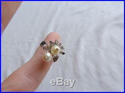 10K WHITE GOLD PEARL RING & EARRINGS SET over 9 GRAMS JEWELRY (id105)