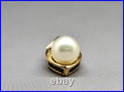 10K Yellow Gold 5MM Pearl & Diamond Stud Earrings & 6.5MM Pearl Pendant Set