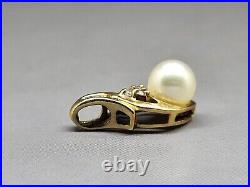 10K Yellow Gold 5MM Pearl & Diamond Stud Earrings & 6.5MM Pearl Pendant Set