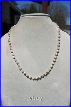 10K Yellow Gold Bead & Pearl Necklace & Bracelet Set 17.5 & 7.25