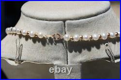 10K Yellow Gold Bead & Pearl Necklace & Bracelet Set 17.5 & 7.25