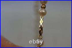 10K Yellow Gold Bead & Pearl Necklace & Bracelet Set 17.5 & 7.25