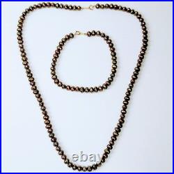 10KT JCM Bronze Freshwater Pearl Necklace And Bracelet Set