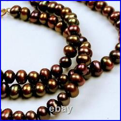 10KT JCM Bronze Freshwater Pearl Necklace And Bracelet Set