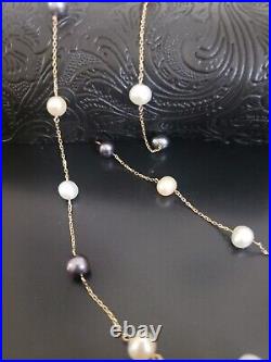 10k Gold 3 Color Pearl Necklace and Bracelet Set