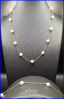 10k Gold Pearl Necklace and Bracelet Set