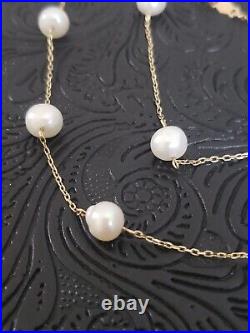 10k Gold Pearl Necklace and Bracelet Set