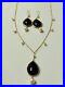 10k-Solid-Gold-Chain-And-Earrings-Set-Black-Onyx-Pearls-Vintage-01-jw