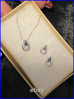 10k White Gold Tear Drop With Diamond Necklace And Earring Set From Jarreds