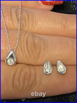 10k White Gold Tear Drop With Diamond Necklace And Earring Set From Jarreds