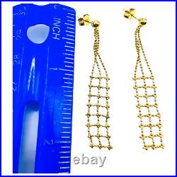 10k Yellow Gold Drop Ball Beaded Designer Earring Necklace Matching Set