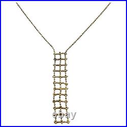 10k Yellow Gold Drop Ball Beaded Designer Earring Necklace Matching Set