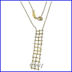 10k Yellow Gold Drop Ball Beaded Designer Earring Necklace Matching Set