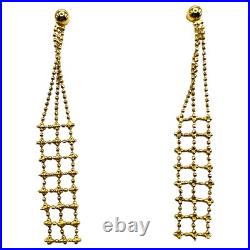 10k Yellow Gold Drop Ball Beaded Designer Earring Necklace Matching Set