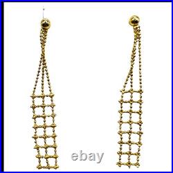 10k Yellow Gold Drop Ball Beaded Designer Earring Necklace Matching Set