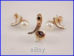 10k Yellow Gold Pearl Pendant and Earring Set Sku 6.2.10.4