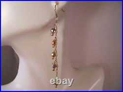 10k Yellow Gold Rose White Gold Lariat Heart Bead Ball Necklace & Earrings Set