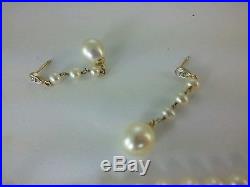 10k Yellow Gold and Pearl Necklace & Earring Set