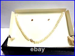 10kt ygold freshwater cultured pearl set necklace/brac/earrings sz 18inlg 5mm rd