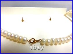 10kt ygold freshwater cultured pearl set necklace/brac/earrings sz 18inlg 5mm rd