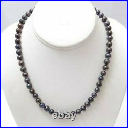 10mm Black Cultured Pearl Strand Tahitian Set 18Necklace in 14K White Gold Over