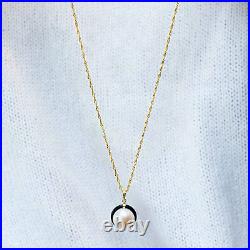 12mm Cultured Pearl & 16mm Black Onyx Bezel-Set Necklace in 14kt Gold