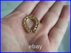 13 Pearls Set in 14k. Gold Lucky Horseshoe Pendant 3.4g
