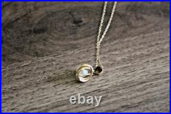 14 K Yellow Gold Necklace Set With A Pearl In Basket Chain 9.5'' Chain Is Fine