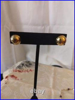 14 Karat Gold Dome Stud Earrings With A 14 Karat Gold Pearl Amethyst