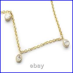 14 Karat Yellow Gold Bezel Set Oval Diamond Drop Necklace