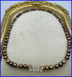 14 Karat Yellow Gold Dyed Pearl Strand Necklace With Earrings Set