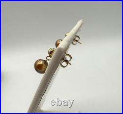 14 Karat Yellow Gold Dyed Pearl Strand Necklace With Earrings Set