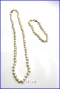 14K Antique Cultured Pearl 18 Necklace 7 Bracelet 14K Gold Fishhook Clasp Set 14K Antique Cultured Pearl 18 Necklace 7 Bracelet 14K Gold Fishhook Clasp Set