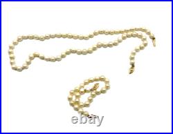 14K Antique Cultured Pearl 18 Necklace 7 Bracelet 14K Gold Fishhook Clasp Set 14K Antique Cultured Pearl 18 Necklace 7 Bracelet 14K Gold Fishhook Clasp Set